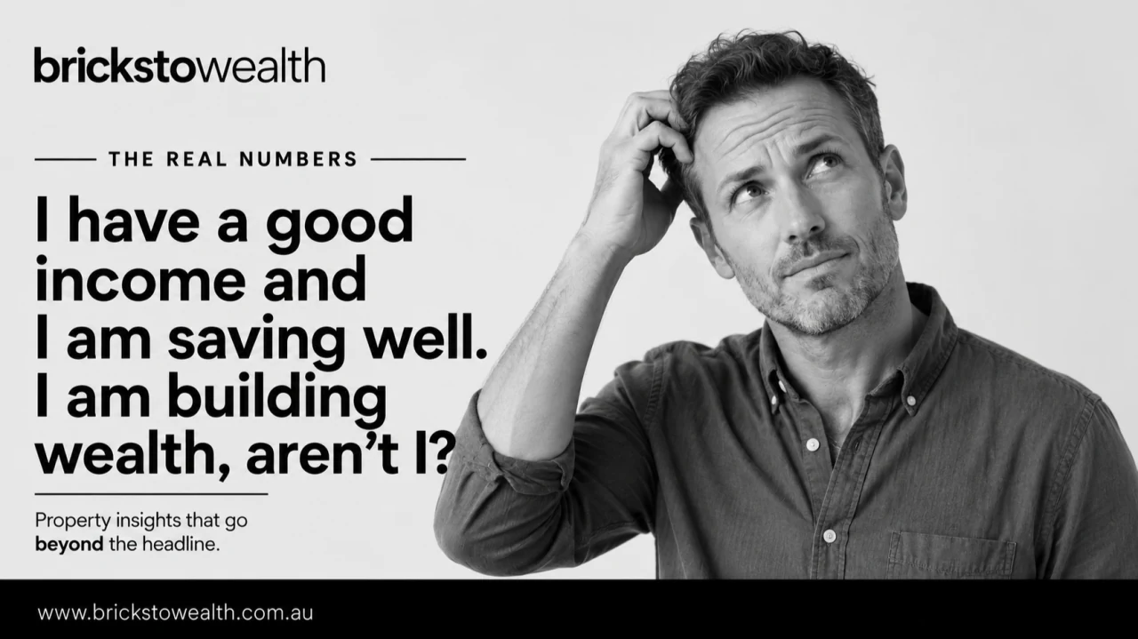 Article title graphic discussing income, savings, and long-term property wealth building.