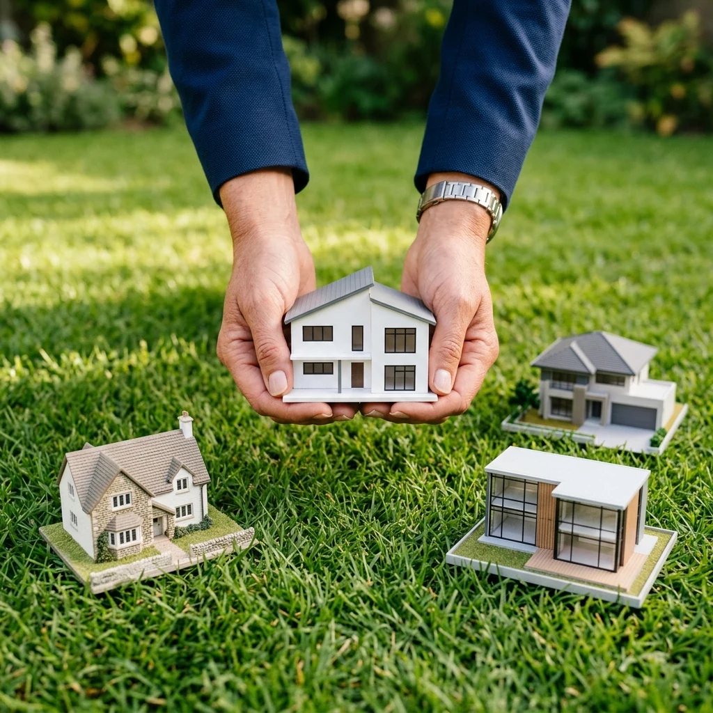 Branded concept graphic illustrating property investment roadmap, goals, and portfolio architecture.