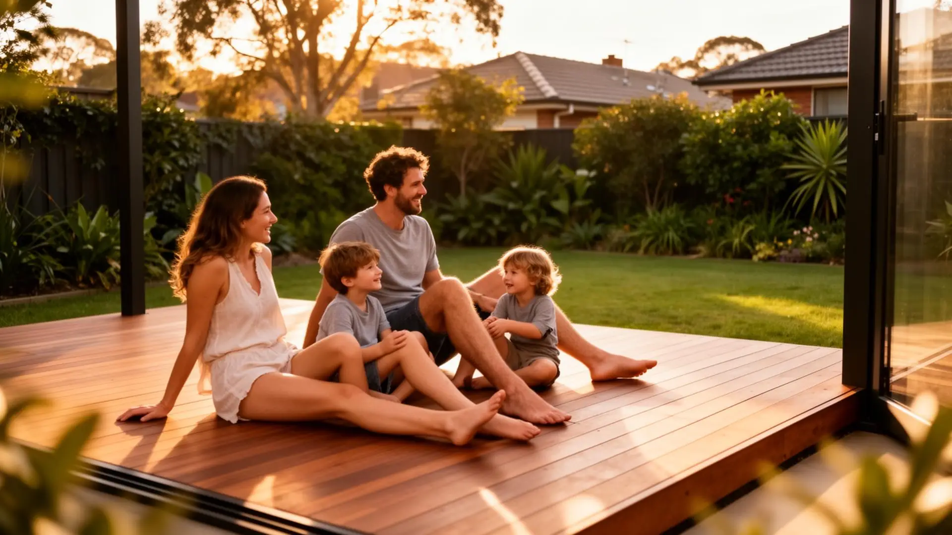 Australian family enjoying their home